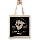 Humuts Retro Animal American Wolf White Bez Çanta