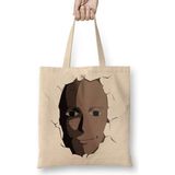Humuts Saitama Face One Punch Man Bez Uzun Saplı Açık Bej Rengi Çanta