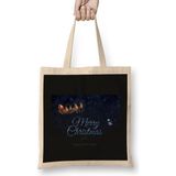 Humuts Santa Claus Merry Christmas Gift Bez Uzun Saplı Açık Bej Rengi Çanta