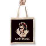 Humuts Santa Muerte Sugar Skull Female Deity Dead Satanic Mexican Bez Uzun Saplı Açık Bej Rengi Çanta
