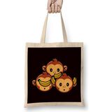 Humuts See Speak Hear No Evil Japan Monkeys Japanese Art Banana Bez Kadın Günlük Çanta