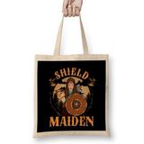 Humuts Shield Maiden Female Viking Warrior Norse Myth Bez Uzun Saplı Açık Bej Rengi Çanta