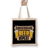 Humuts Snowboard Beer Repeat Funny Snowboarder Party Bez Kadın Günlük Çanta