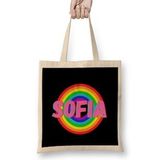 Humuts Sofia-Name Personalized Custom - Vintage Retro Rainbow Style Design Gift Baby-Gift For Her Bez Kadın Günlük Çanta
