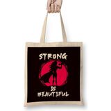 Humuts Strong Is Beautiful Fitness Gym Bodybuilding Weightlifting Bez Uzun Saplı Açık Bej Rengi Çanta