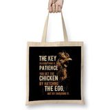 Humuts The Key Is To Patience Chicken Bez Uzun Saplı Açık Bej Rengi Çanta
