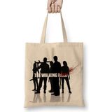 Humuts The Walking Dead Siyah Beyaz Bez Uzun Saplı Açık Bej Rengi Çanta