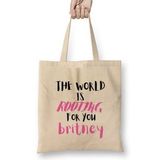 Humuts The World Is Rootıng For You Britney Bez Uzun Saplı Açık Bej Rengi Çanta