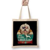 Humuts This Girl Loves Her Great Dog Bez Uzun Saplı Açık Bej Rengi Çanta