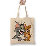 Humuts Tom ve Jerry Bez Uzun Saplı Açık Bej Rengi Çanta