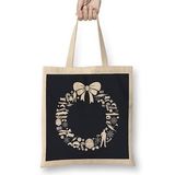 Humuts Top Gun Christmas Wreath Pattern Bez Uzun Saplı Açık Bej Rengi Çanta