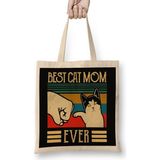 Humuts Vintage Best Cat Mom Ever Fist Bump Gift 01 Bez Kadın Günlük Çanta