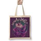 Humuts We Are All Mad Here The Cheshire Kedi Cat Bez Çanta Uzun Saplı - Açık Bej - 40 X 40