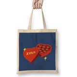 Humuts Xoxo Heart Bez Uzun Saplı Açık Bej Rengi Çanta