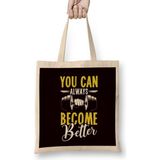 Humuts You Can Always Become Better Trainer Fitness Instructor Gym Bez Uzun Saplı Açık Bej Rengi Çanta