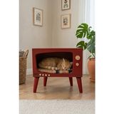 HunCar Cosmoss Dekoratif Ahşap Tv Kedi Evi Retro Purple Red - Kırmızı