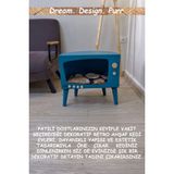 HunCar Cosmoss Retro Tv Görünümlü Ahşap Kedi Evi – El Yapımı Dekoratif Kedi Evi Turquoise - Turkuaz