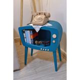 huncar Dekoratif Ahşap Sehpa Retro TV Turquoise ( Köşe Sehpa )