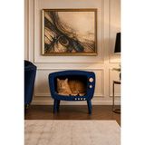 HunCar El Yapımı Ahşap Retro Tv Kedi Evi Steel Blue – Dekoratif ve Şık Tasarım - Mavi