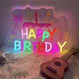 Hunfuthr Happy Birthday Neon Tabela, Renkli Mutlu Yıllar Işıklı Tabela, Kısılabilir Neon Mutlu Yıllar Tabelası, LED Neon Işık Tabelaları, Doğum Günü Partisi Arka Plan Duvar Dekoru için, USB ile