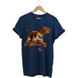Hunter Avcılık Temalı Fişek Labrador Retriever Setter Pointer Baskılı %100 Pamuk Regular Fit T-Shirt - Lacivert - XL