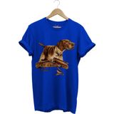 Hunter Avcılık Temalı Fişek Labrador Retriever Setter Pointer Baskılı %100 Pamuk Regular Fit T-Shirt - Saks Mavi - XL