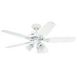 Hunter Fan Builders Plus Beyaz- 132 Cm - Üçlü Avizeli Aydınlatmalı Tavan Vantilatörü