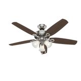 Hunter Fan Builders Plus Fırçalanmış Nikel 132 cm Aydınlatmalı Tavan Vantilatörü