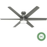 HUNTER FAN Solaria Dc Motor 152 cm . Mat Gümüş - Aydınlatmalı ve Uzaktna Kumandalı Tavan Vantilatörü - Gri