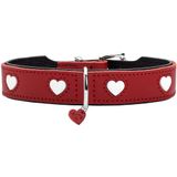 Hunter Köpek Tasması Love, Renk: Kırmızı/Siyah, Yumuşak, Sağlam Sığır Derisi, Tek Tek Dikilmiş Kalpler, El Yapımı, Yüksek, Çok Yumuşak, Alman Malı, Beden 42