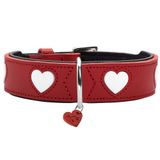 HUNTER Köpek Tasması Love, Renk: Kırmızı/Siyah, Yumuşak, Sağlam Sığır Derisi, Tek Tek Dikilmiş Kalpler, El Yapımı, Yüksek, Özellikle Yumuşak, Almanya'da Üretilmiştir, Beden 60