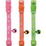 HUNTER NEON kedi tasması, naylon, yansıtıcı, güvenlik kilidi, çan, pembe