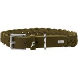 HUNTER Solid EDUCATION SPECIAL köpek tasması, deri, sağlam, yumuşak, el örgüsü, 50 (S-M), zeytin yeşili