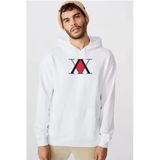 Hunter X Hunter Anime Logo Beyaz Erkek 3İp Kapşonlu Sweatshirt