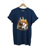 Hunting Avcılık Çulluk ve English Pointer Av Köpeği Baskılı Regular Fit T-Shirt - Lacivert