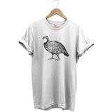 Hunting Avcılık Keklik Baskılı %100 Pamuk Regular Fit Bisiklet Yaka T-Shirt - Beyaz