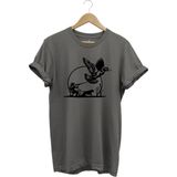 Hunting Avcılık Ördek Avı ve Avcı Köpeği Tüfek Baskılı %100 Pamuk Regular Fit Bisiklet Yaka T-Shirt - XL - Gri
