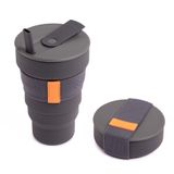 HUNU Kapaklı ve Pipetli Katlanabilir Kahve Fincanı - Sıcak İçecekler için BPA İçermeyen Katlanabilir Silikon Espresso Kupası - Sızdırmaz Yeniden Kullanılabilir Cep Kahve Kupası - Taşınabilir Seyahat