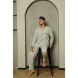 Huq Moda Biyeli Uzun Kollu Penye Pijama Takımı, M, poplin, Gri, erkek