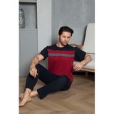 Huq Moda Moon Bordo Füme Pamuklu Pijama Takımı, 2XL, moon pijama, bordo füme, erkek