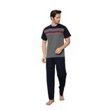 Huq Moda Moon Gri Bordo Pamuklu Pijama Takımı, 2XL, moon pijama, gri bordo, erkek