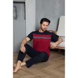 Huq Moda Moon Parçalı Bordo Füme Pamuklu Pijama Takımı, L, moon pijama, bordo füme, erkek