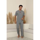 Huq Moda Motosiklet Baskılı Pijama Takımı, 2XL, Erkekkısakol, Grimelanj, erkek
