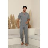 Huq Moda Motosiklet Baskılı Pijama Takımı, XL, Erkekkısakol, Grimelanj, erkek