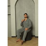 Huq Moda Penye Pijama Takımı, M, poplin, füme, erkek