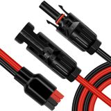 HUQUZN 10AWG 12FT Güneş Paneli Uzatma Kablosu, Reklamlar Bağlantı Noktası Adaptörü ve Güneş Konnektörü ile Uyumlu, Taşınabilir Güneş Jeneratörü Güç İstasyonu RV için Solar Şarj Kablosu Seti, Dikey