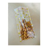 HUR-AY PACK GOLD YILDIZ BASKILI BANTLI KURABİYE POŞETİ/ 12 X25 CM / BANTLI Jelatin Parlak Poşet /ŞEKER POŞETİ