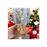 HUR-AY PACK GOLD YILDIZ BASKILI KURABİYE POŞETİ/ 12 X22 CM /BANTSIZ Jelatin Parlak Poşet /ŞEKER POŞETİ