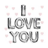 Huramarketing I Love You Gümüş Renk 35 cm Folyo Balon