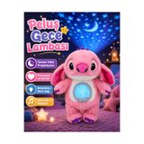 Hurbuy Projeksiyonlu Müzikli Pembe Stitch Angel Peluş Oyuncak Gece Lambası Uyku Arkadaşı